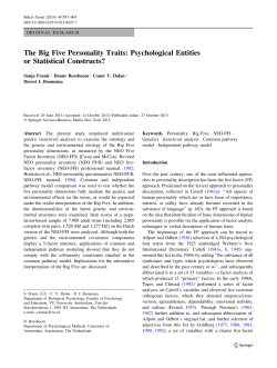 The Big Five Personality Traits - Nederlands Tweelingen Register