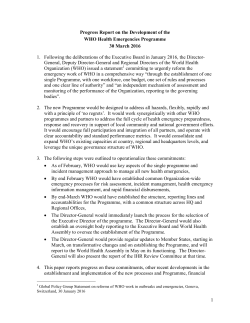 1 Progress Report on the Development of the WHO Health