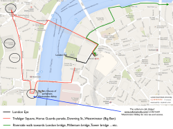 London Eye Trafalgar Square, Horse Guards parade, Downing St