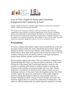 Uses of Title I Funds for Parent - Coalition for Community Schools