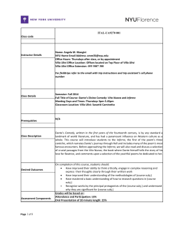 Full Title of Course: Dante`s Divine Comedy