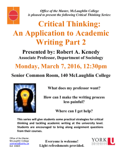 Critical Thinking: An Application to Academic Writing Part 2
