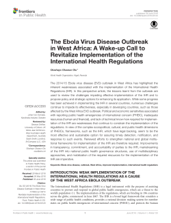 The Ebola Virus Disease Outbreak in West Africa: A Wake