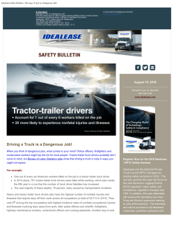 Idealease Safety Bulletin - Driving a Truck is a Dangerous Job!