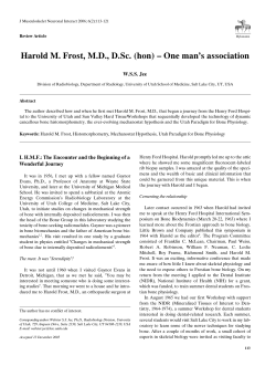 Harold M. Frost, M.D., D.Sc. (hon) – One man`s association