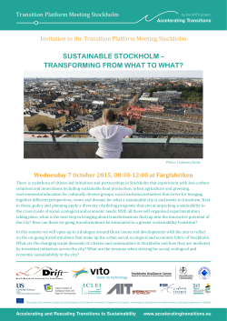 Invitation to ARTS Stockholm transition platform meeting Oct 7