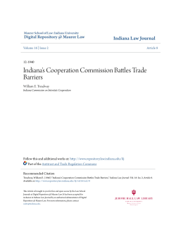 Indiana`s Cooperation Commission Battles Trade Barriers