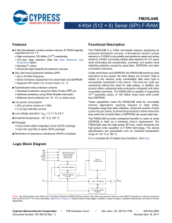FM25L04B, 4-Kbit (512 &times; 8) Serial (SPI) F-RAM