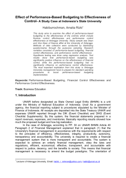 Effect of Performance-Based Budgeting to Effectiveness of Control