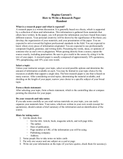 The Research Paper Handout. - Regina Garson`s Author Page
