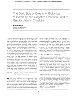 The Dark Side of Creativity: Biological Vulnerability and Negative