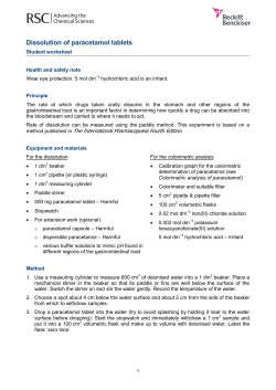 Dissolution of paracetamol tablets