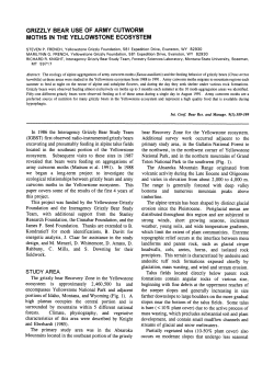 grizzly bear use of army cutworm moths in the yellowstone ecosystem