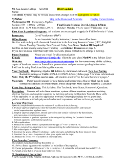 Syllabus and Schedule - Mt. San Jacinto College