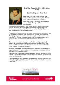 Sir Walter Raleigh (c.1554 - 29 October 1618) East Budleigh and