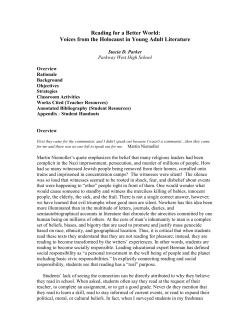 Reading for a Better World: Voices from the Holocaust in Young