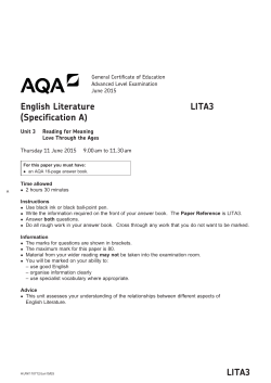 A Level English Literature A Question paper LITA3 - Reading