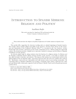 Introduction to Spanish Missions: Religion and