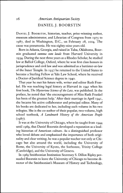 daniel j. boorstin - American Antiquarian Society