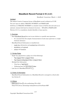 MassBank Record Format 2.10 (draft)