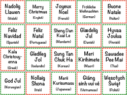 Nadolig Llawen Joyeux Noel Buone Natale Feliz Natal Gl&aelig;delig Jul