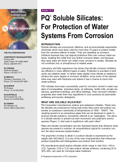 PQ&reg; Soluble Silicates: For Protection of Water Systems From