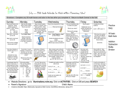 July --- Fifth Grade Calendar for Clark-Wilkins Elementary