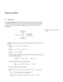 Math 131, Day 2Sigma Notation