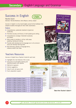 Success in English U CSEC - Pearson Schools and FE Colleges