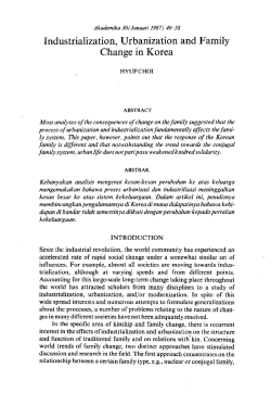 Industrialization, Urbanization and Family Change in Korea