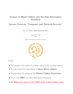 Lecture 3: Block Ciphers and the Data Encryption Standard Lecture