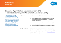 Discussion Paper: The Role and Expectations of a CFO A Global