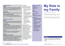 My Role in My Family - Developing an Autobiography