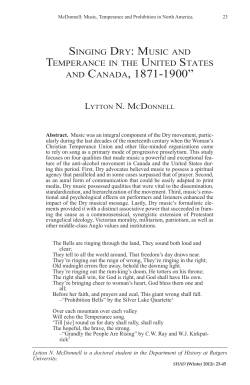 Singing Dry: Music and Temperance in the United States and