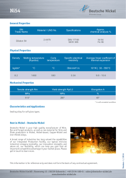 Best in Nickel &ndash; Deutsche Nickel Physical Properties Mechanical