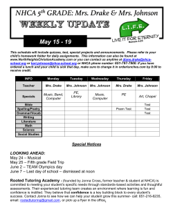 May 15 - 19 - North Heights Christian Academy