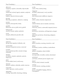 Tone Vocabulary 1 abhorrent repugnant, repulsive, detestable