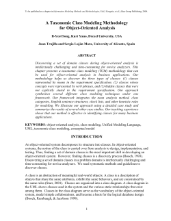 A Taxonomic Class Modeling Methodology for Object