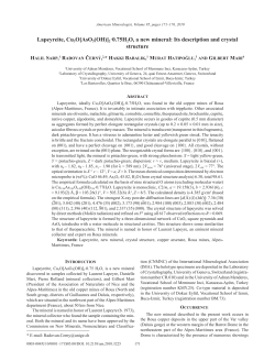 Lapeyreite, Cu3O[AsO3(OH)]2&middot;0.75H2O, a new mineral: Its