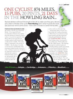 ONE CYCLIST, 874 MILES, 15 PUBS, 20 PINTS,21 DAYS IN