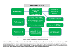 Pathway 1 Pathway 2 Pathway 3 4 x AS Levels Level 3 BTEC