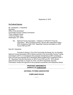 Collection of CPO/CTA Financial Information &ndash; NFA Compliance