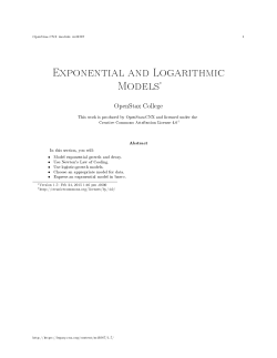 Exponential and Logarithmic Models