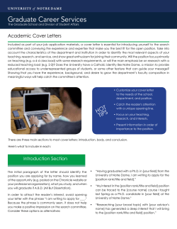 Academic Cover Letters - Graduate Career Services