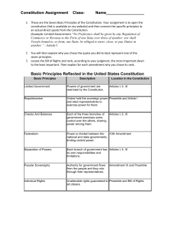 Constitution Assignment Class: Name_________________ Basic