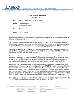 LIAISON MEMORANDUM NUMBER 12-15 To: Agency Liaison and