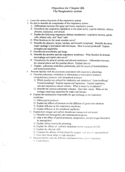 Objectives for Chapter 21 The Respiratory system