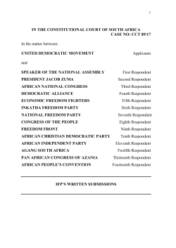 IN THE CONSTITUTIONAL COURT OF SOUTH AFRICA CASE NO