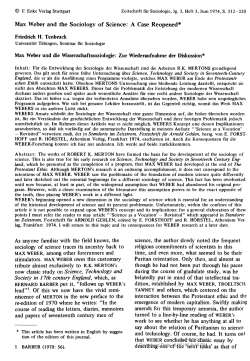 Max Weber and the Sociology of Science: A Case