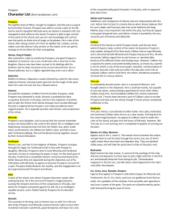 Tempest Character List (from Gradesaver.com)